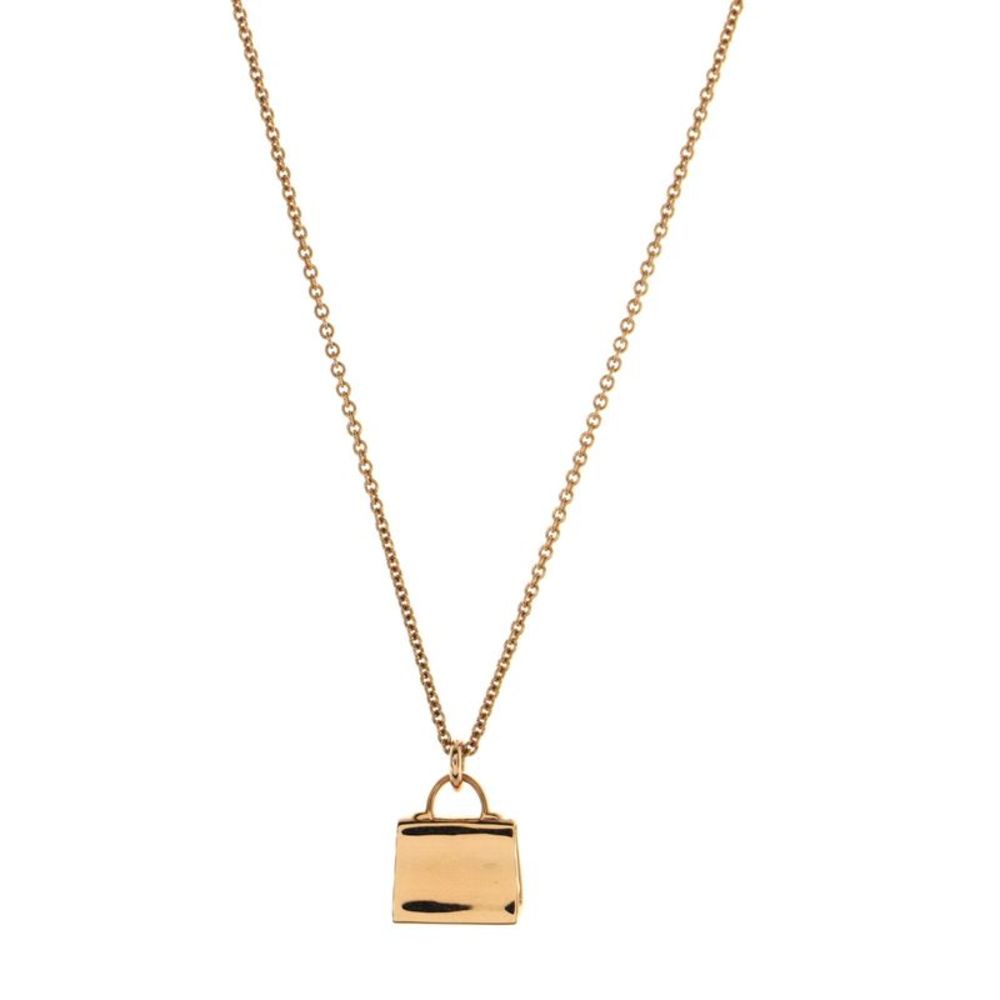 Hermes Amulettes Kelly Pendant NM Necklace 18K Rose Gold and Pink Sapphires - - Picture 3 of 4